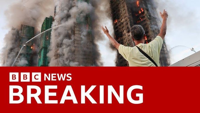 BBC on the scene of the Hong Kong apartment block blaze