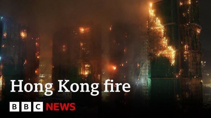 BBC on the scene of the Hong Kong apartment block blaze